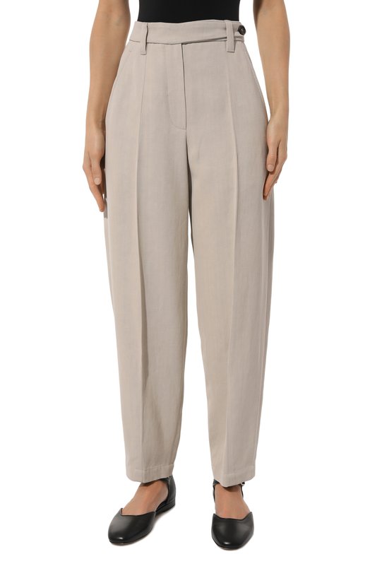 Брюки из вискозы и льна Brunello Cucinelli MH579B1297 Бежевый  MH579B1297 Фото 3