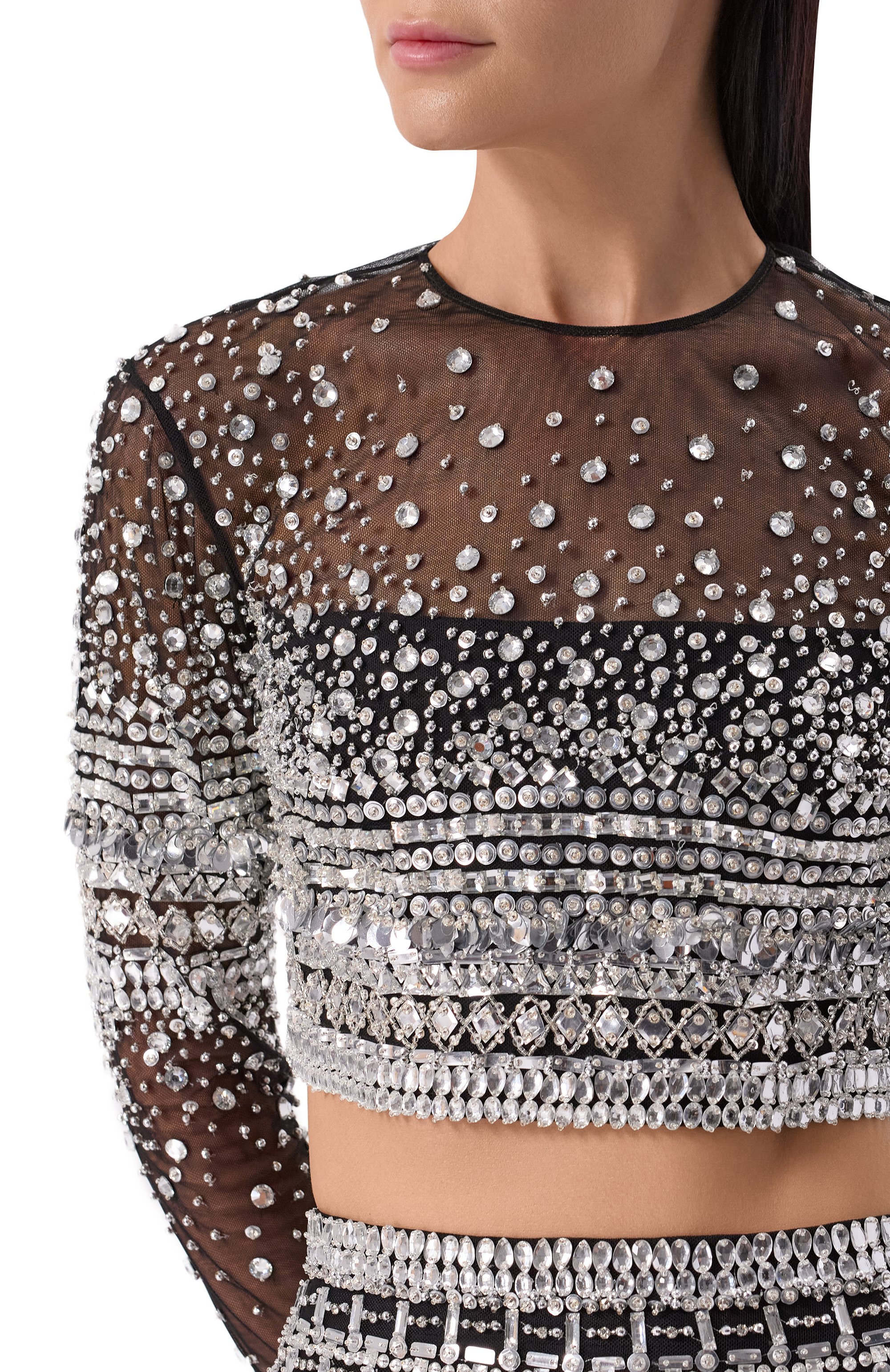 Топ с отделкой стразами ZUHAIR MURAD черного цвета по цене 596000 руб., арт. RTP25044/EMSQ001, фото 5 Топ с отделкой стразами ZUHAIR MURAD, арт. RTP25044/EMSQ001, фото 5