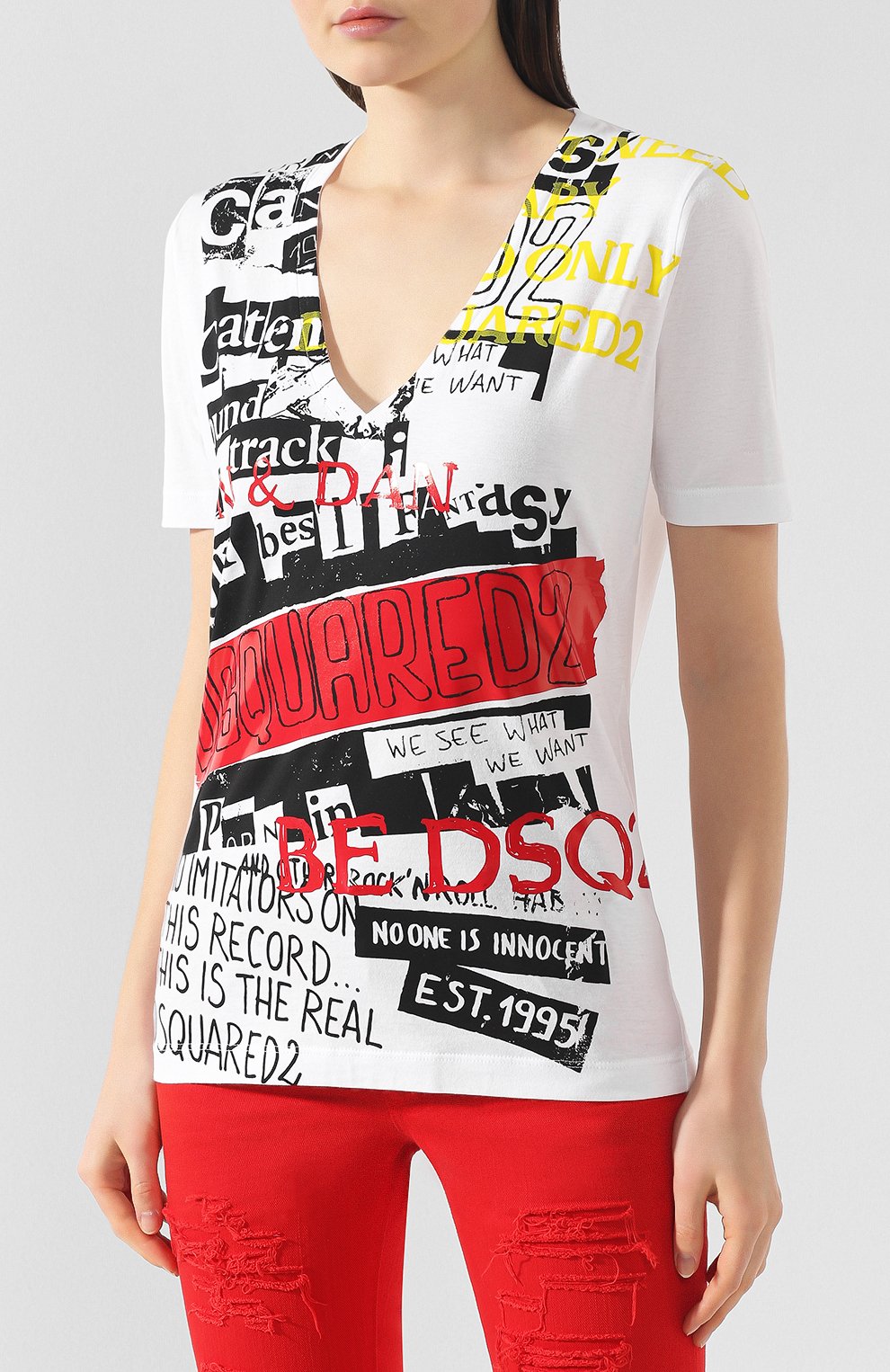 Хлопковая футболка DSQUARED2 белого цвета по цене 15500 руб., арт. S75GC0974/S22427, фото 3 Хлопковая футболка DSQUARED2, арт. S75GC0974/S22427, фото 3