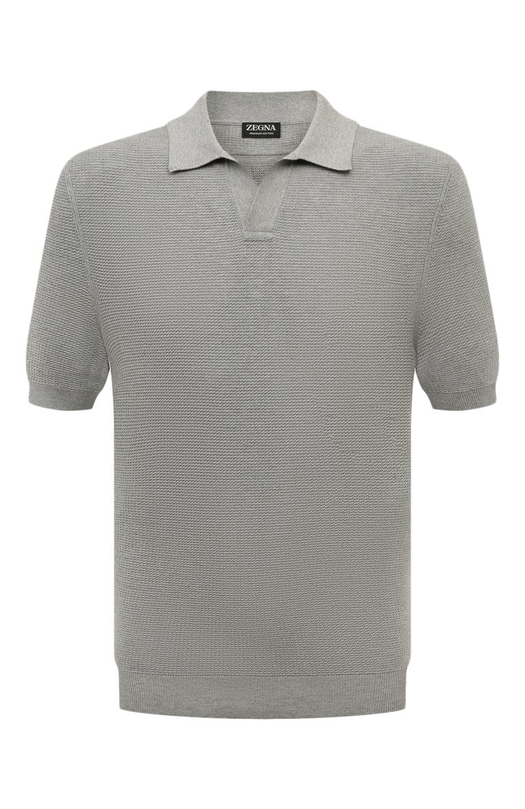 Мужское хлопковое поло ZEGNA серого цвета, арт. UDC95A7/C32 | Фото 1 (Длина (для топов): Стандартные; Материал внешний: Хлопок; Рукава: Короткие; Стили: Кэжуэл; Застежка: Открытый ворот; Кросс-КТ: Трикотаж; Принт: Без принта)