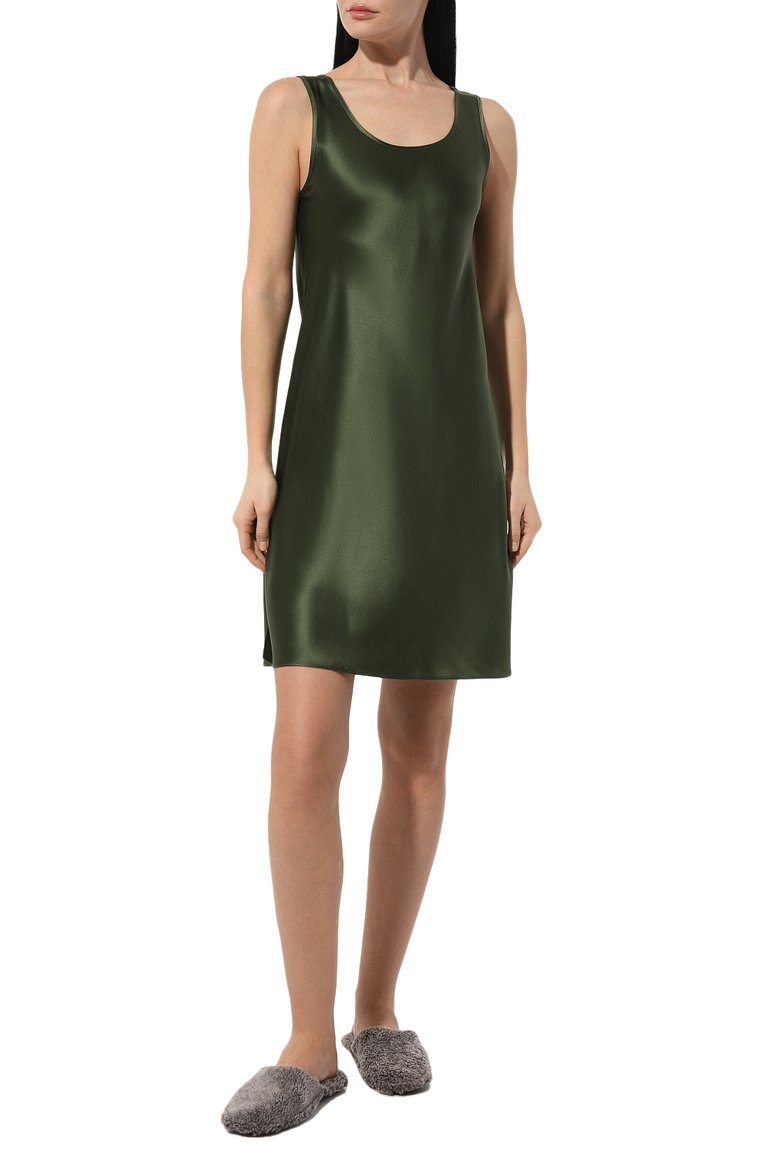 Женская шелковая сорочка EVA B.BITZER зеленого цвета, арт. 27318378 | Фото 2 (Материал внешний: Шелк; Материал сплава: Проставлено; Нос: Не проставлено)