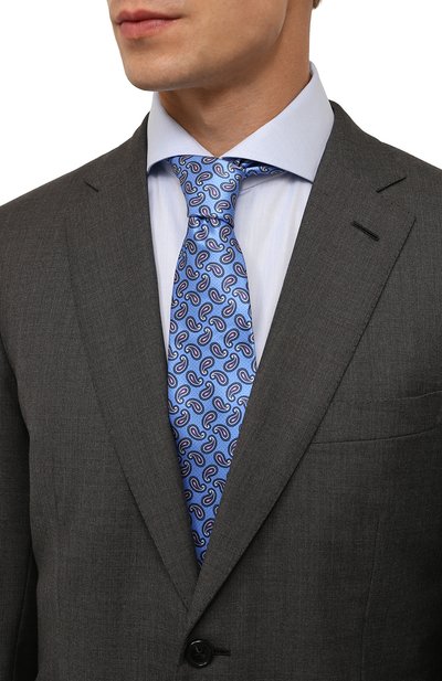 Шелковый галстук CANALI синего цвета по цене 16050 руб., арт. 18/HS03451, фото 2 Шелковый галстук CANALI, арт. 18/HS03451, фото 2