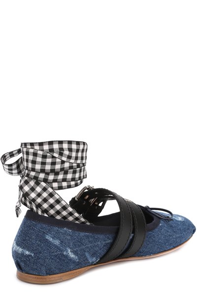 Балетки из денима с лентами на щиколотке MIU MIU, арт. 5F466A/3I2W, фото 3