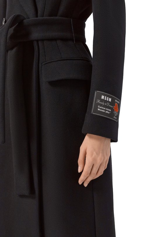Шерстяное пальто MSGM 3941MDC10/257603 Чёрный  3941MDC10/257603 Фото 5