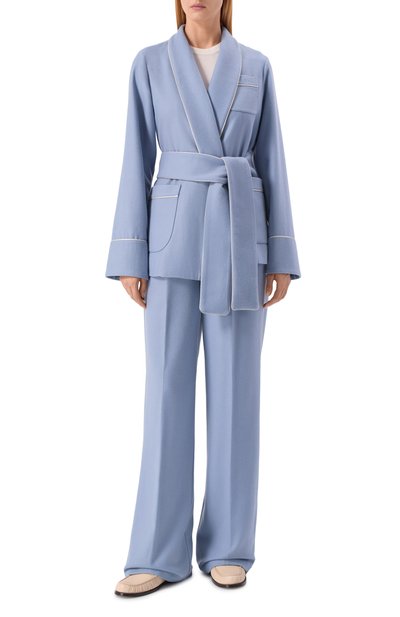 Кашемировые брюки KITON голубого цвета по цене 472500 руб., арт. D60114K0114077, фото 2 Кашемировые брюки KITON, арт. D60114K0114077, фото 2