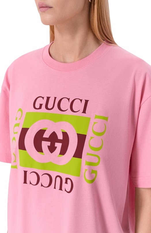 Хлопковая футболка Gucci 837959/XJHG9 Розовый  837959/XJHG9 Фото 5