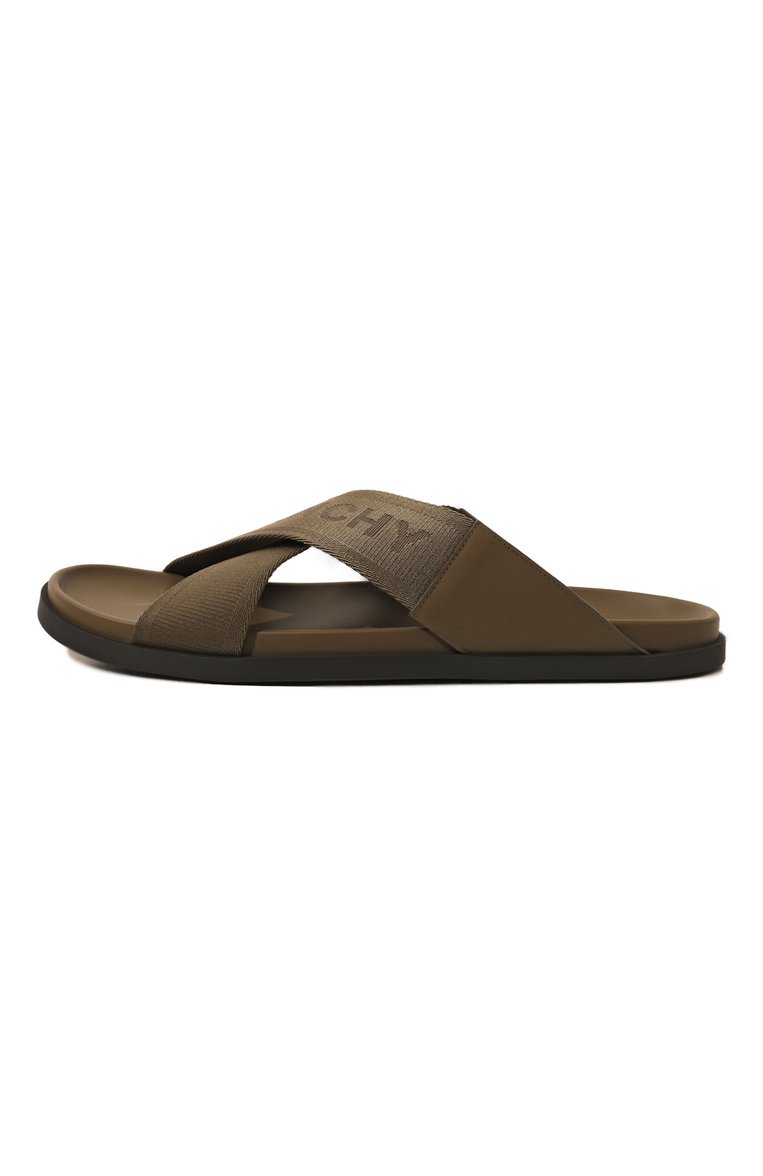 Мужские текстильные шлепанцы g plage GIVENCHY хаки цвета, арт. BH301ZH1H5 | Фото 4 (Нос: Не проставлено; Материал внутренний: Текстиль; Материал внешний: Текстиль)