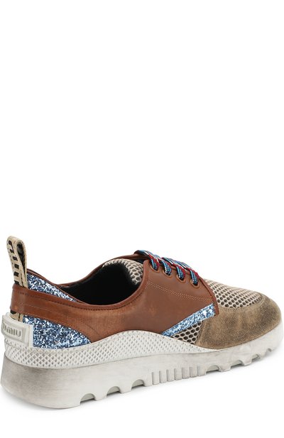 Комбинированные кроссовки с глиттером на шнуровке MIU MIU, арт. 5E910B/3KFR, фото 4