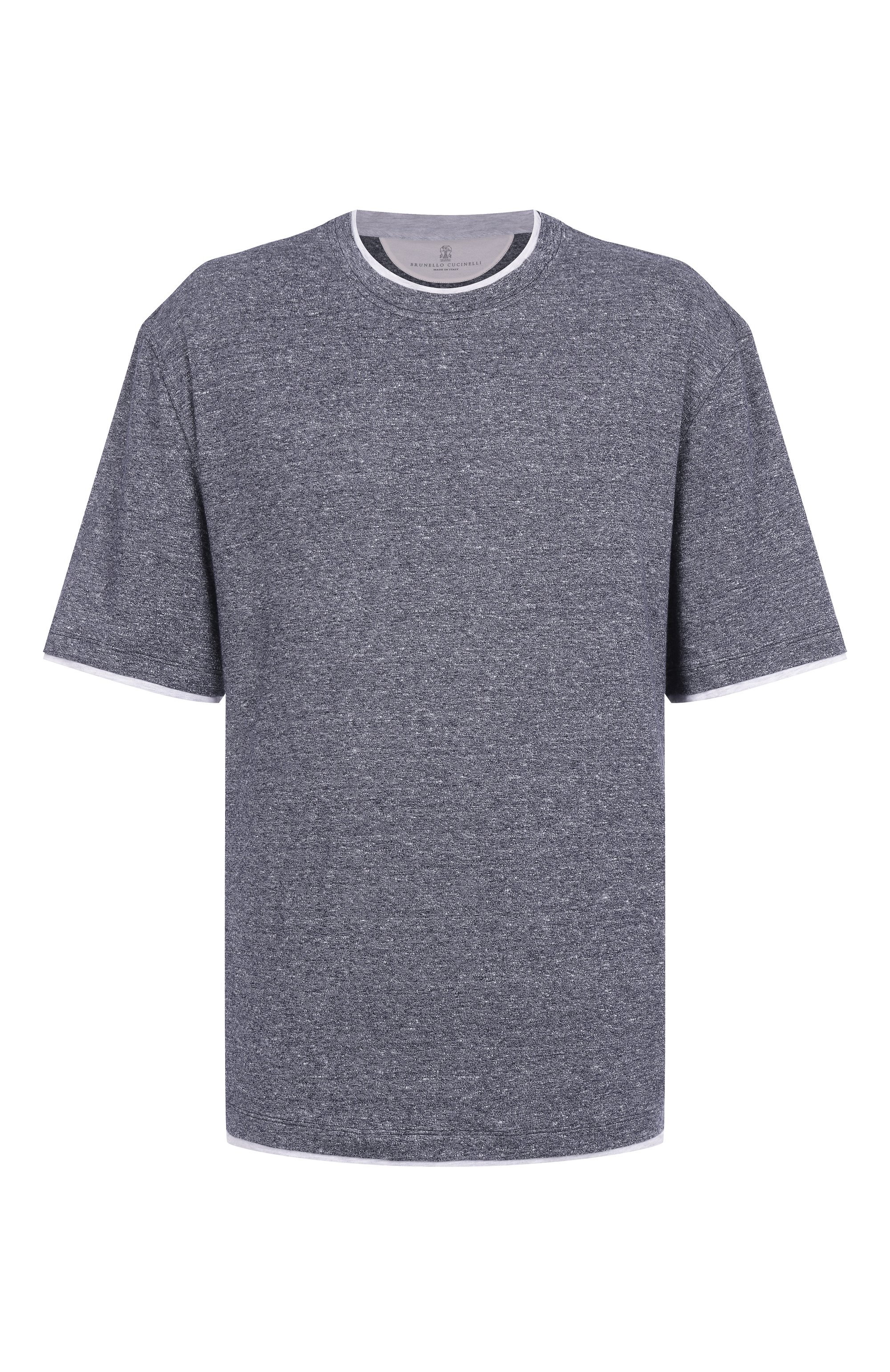 Футболка изо льна и хлопка BRUNELLO CUCINELLI, арт. MW8357427W, фото 1