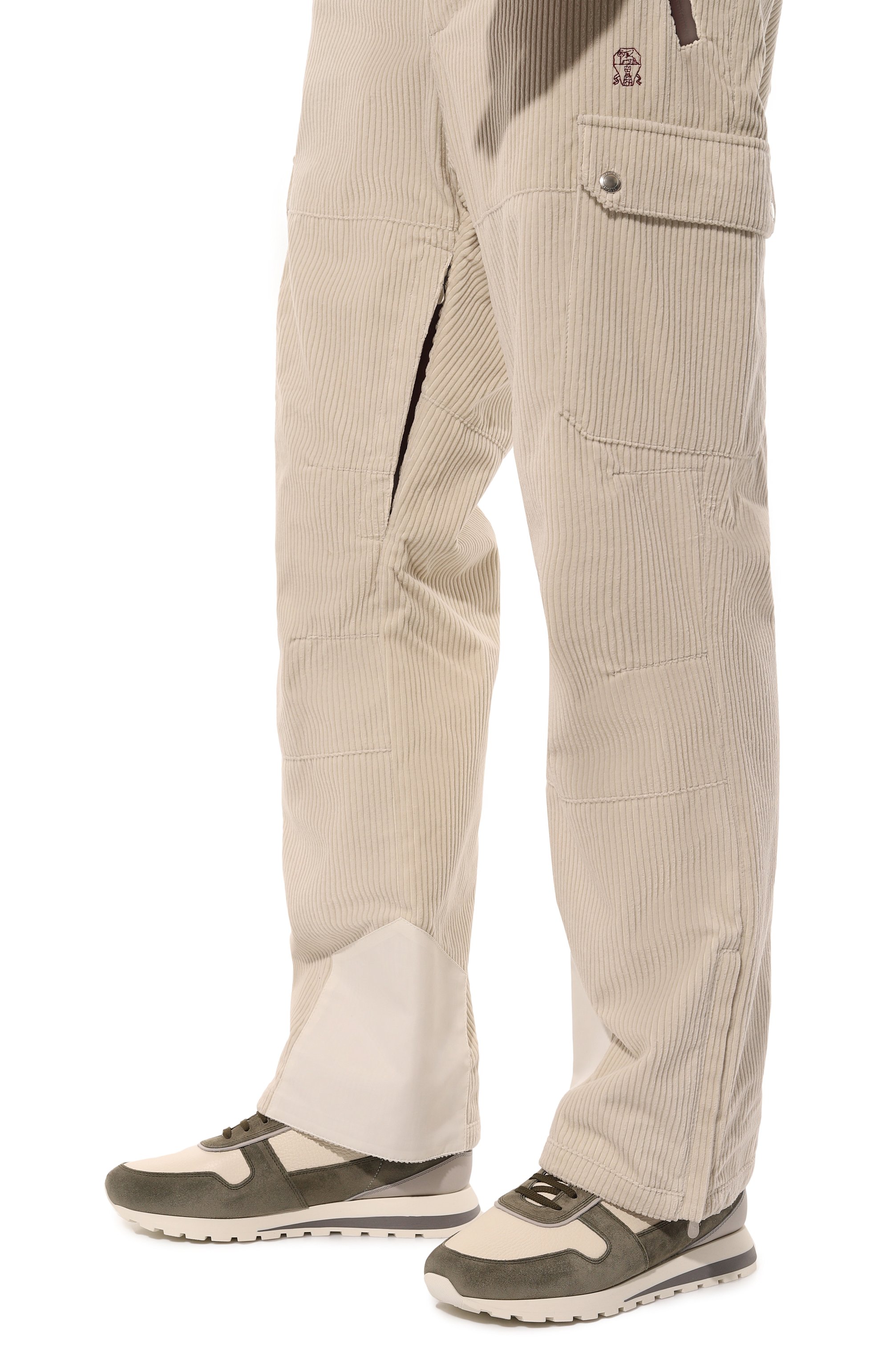 Кожаные кроссовки BRUNELLO CUCINELLI хаки цвета по цене 94150 руб., арт. MZUAVLA289, фото 3 Кожаные кроссовки BRUNELLO CUCINELLI, арт. MZUAVLA289, фото 3