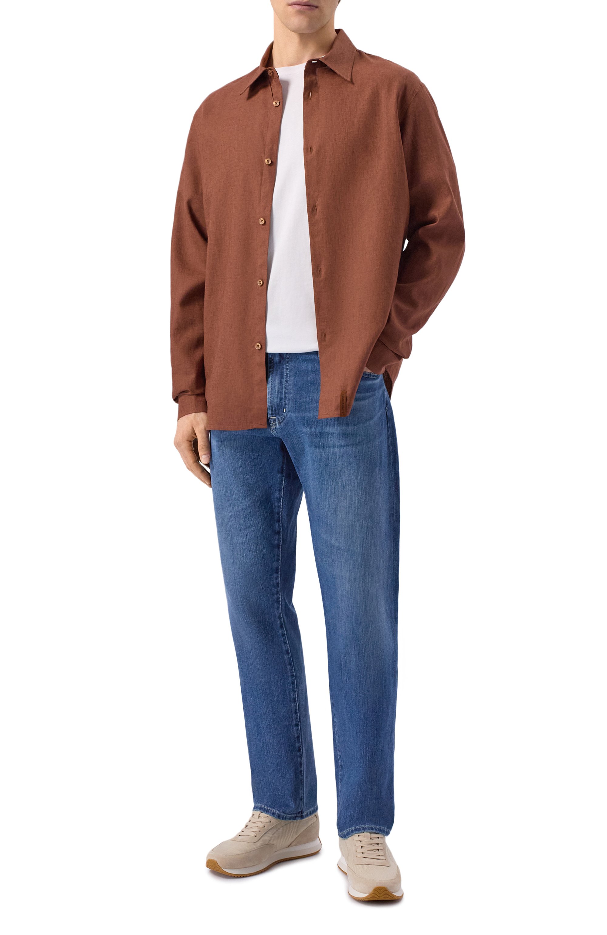 Рубашка изо льна и вискозы HINNOMINATE коричневого цвета по цене 13450 руб., арт. HMABM01549, фото 2 Рубашка изо льна и вискозы HINNOMINATE, арт. HMABM01549, фото 2