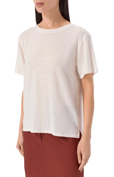 Льняная футболка WEEKEND MAX MARA белого цвета по цене 15200 руб., арт. PEL0TA, фото 3 Льняная футболка WEEKEND MAX MARA, арт. PEL0TA, фото 3