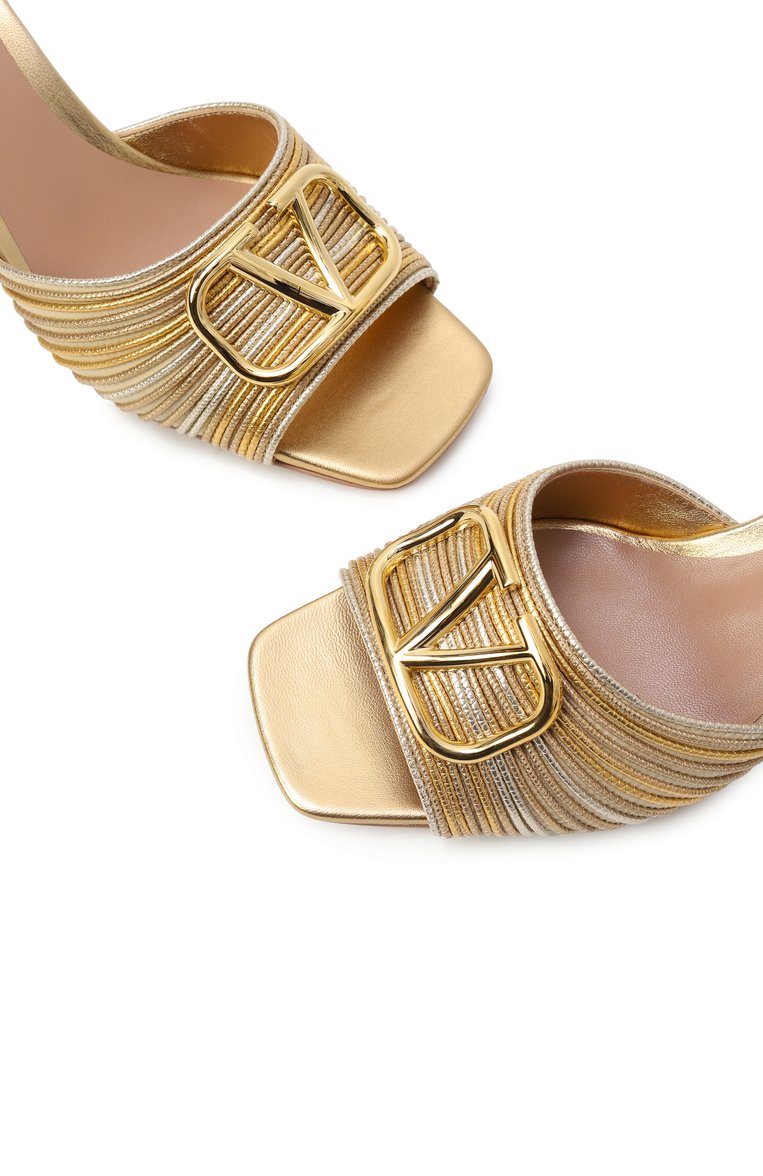 Женские кожаные мюли vlogo 60 VALENTINO золотого цвета, арт. 6W2S0HA6/MNS | Фото 7 (Материал внешний: Натуральная кожа; Подошва: Плоская; Каблук высота: Средний; Материал внутренний: Натуральная кожа; Каблук тип: Устойчивый; Автоматизация ТО: Проставлено; Автоматизация состава: Проставлено)