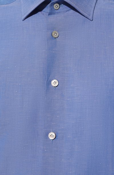 Сорочка из хлопка и льна KITON синего цвета по цене 87550 руб., арт. UCIH06609, фото 5 Сорочка из хлопка и льна KITON, арт. UCIH06609, фото 5