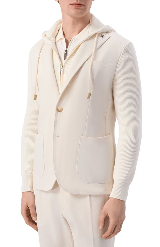 Хлопковый пиджак Gran Sasso 23133/76016 Кремовый  23133/76016 Фото 3