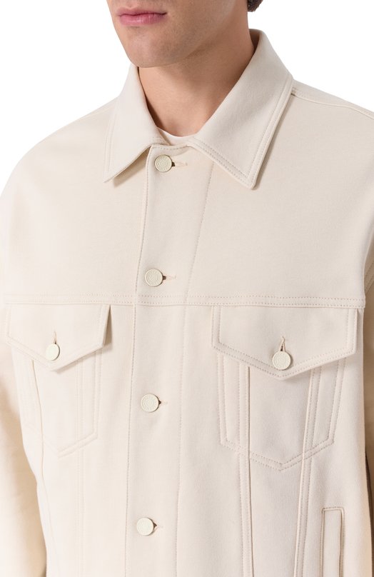 Хлопковая куртка-рубашка Dolce & Gabbana G9BKBT/HU705 Кремовый  G9BKBT/HU705 Фото 5