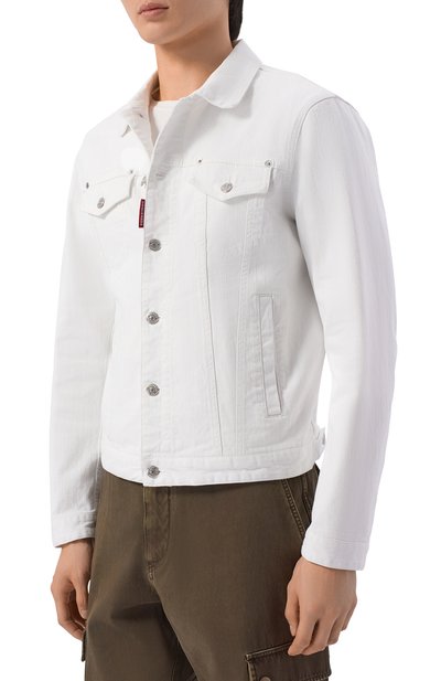 Джинсовая куртка DSQUARED2 белого цвета по цене 69950 руб., арт. S74AM1673/S39781, фото 3 Джинсовая куртка DSQUARED2, арт. S74AM1673/S39781, фото 3