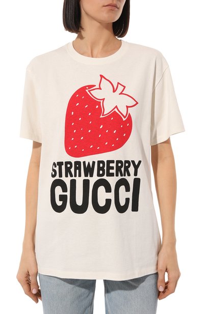 Хлопковая футболка GUCCI белого цвета по цене 56160 руб., арт. 615044 XJDZU, фото 3 Хлопковая футболка GUCCI, арт. 615044 XJDZU, фото 3
