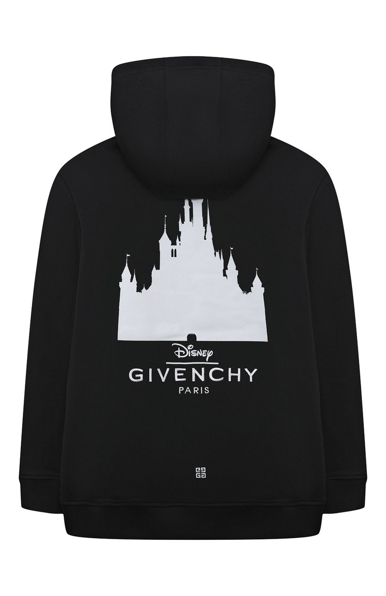 Детский хлопковое худи GIVENCHY черного цвета, арт. H25482/12+/14 | Фото 2 (Рукава: Длинные; Материал внешний: Хлопок; Мальчики Кросс-КТ: Худи-одежда; Тематический товар: Disney; Автоматизация состава: Проставлено; Автоматизация ТО: Проставлено)