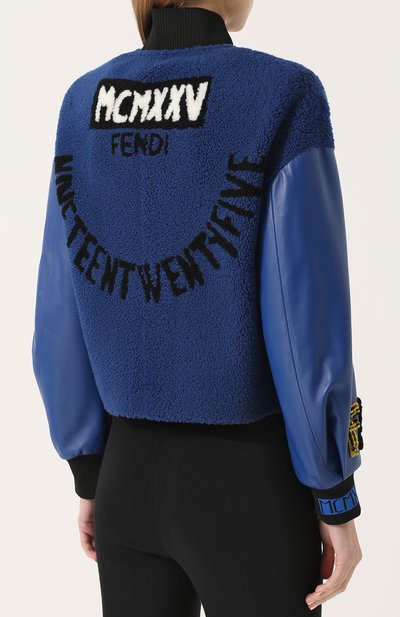 Бомбер из овчины с кожаными рукавами FENDI, арт. FM5160/40R, фото 4