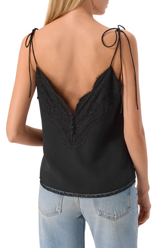 Шелковый топ Valentino 8B3AEBG1/1MM Чёрный  8B3AEBG1/1MM Фото 4