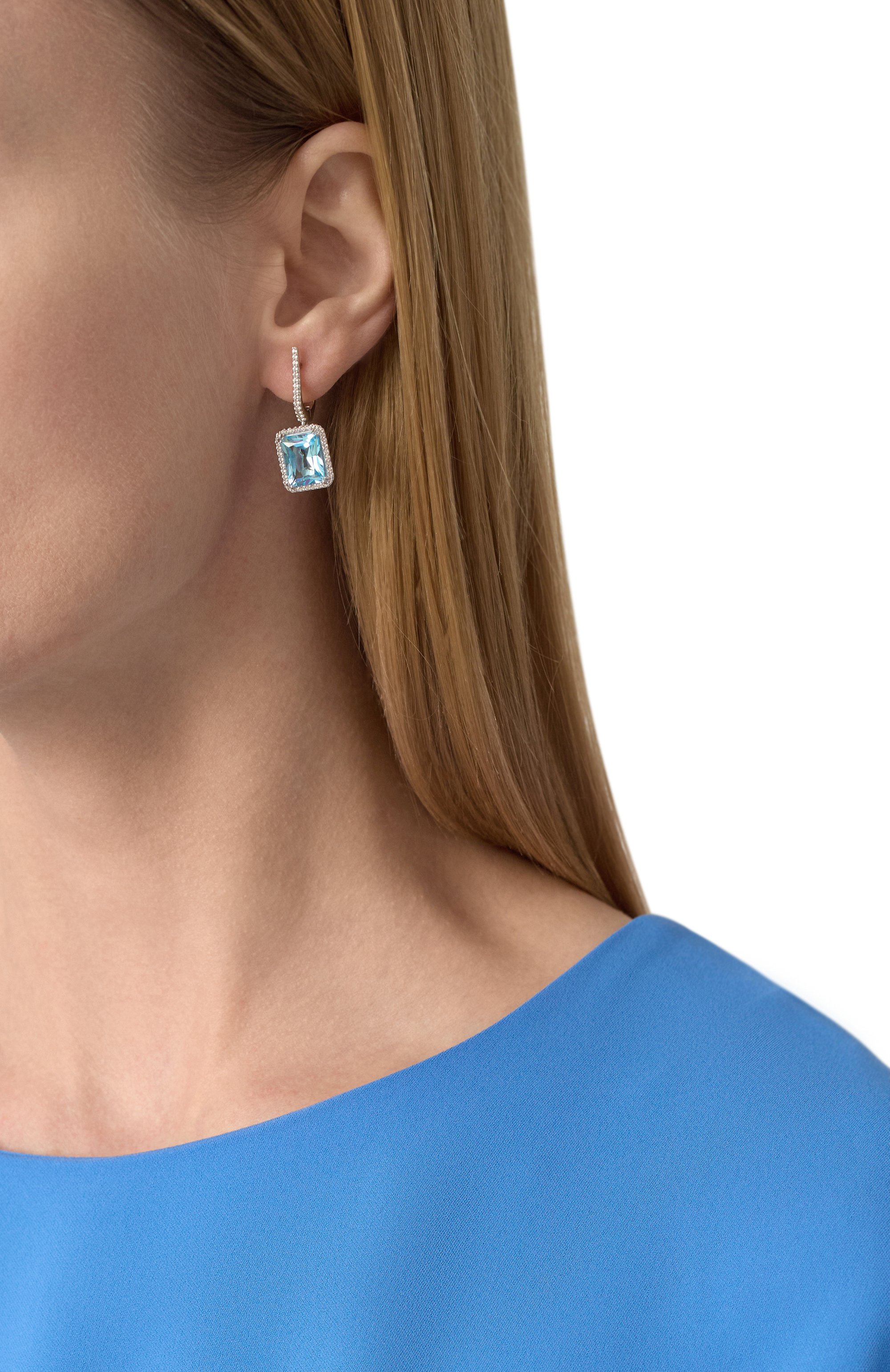 Серьги-багеты с голубыми топазами SECRETS JEWELRY, арт. СБГТС0359, фото 2