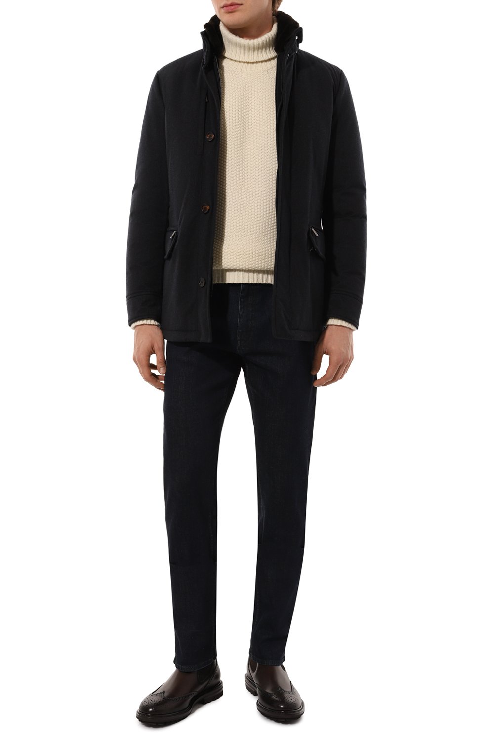 Куртка bernier-fur-ild с воротником из нутрии MOORER темно-синего цвета по цене 636000 руб., арт. BERNIER/FUR-ILD, фото 2 Куртка bernier-fur-ild с воротником из нутрии MOORER, арт. BERNIER/FUR-ILD, фото 2