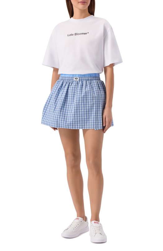 Хлопковые шорты-юбка MSGM 4041MDB06Y/267108 Голубой  4041MDB06Y/267108 Фото 2