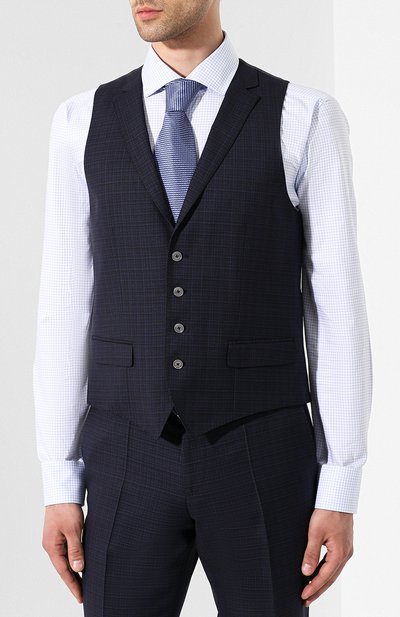 Шерстяной костюм-тройка BOSS синего цвета по цене 74000 руб., арт. 50412061, фото 4 Шерстяной костюм-тройка BOSS, арт. 50412061, фото 4