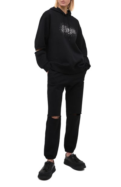 Хлопковые джоггеры MSGM черного цвета по цене 19650 руб., арт. 2942MDP162 207999, фото 2 Хлопковые джоггеры MSGM, арт. 2942MDP162 207999, фото 2