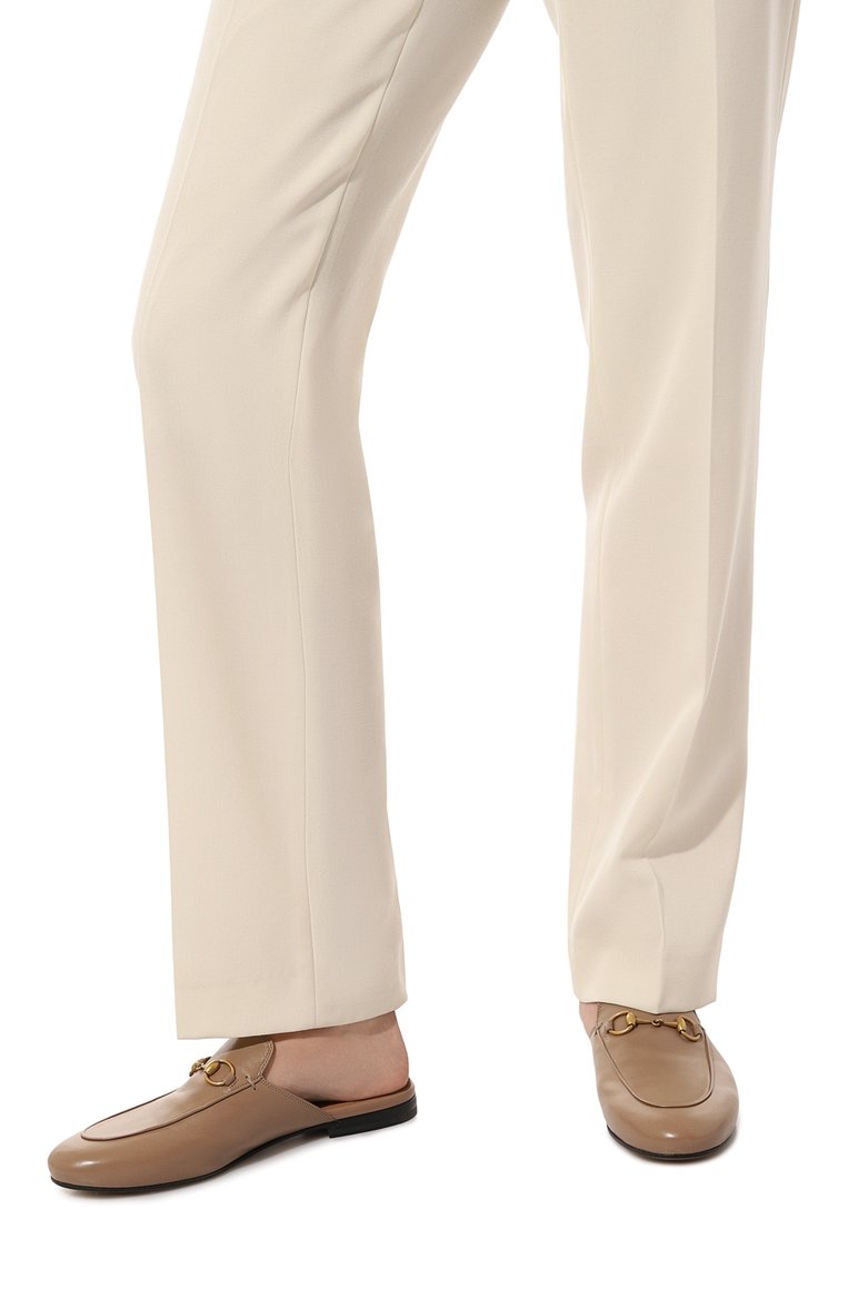 Женские кожаные сабо princetown GUCCI бежевого цвета, арт. 423513 C9D00 | Фото 3 (Каблук высота: Низкий; Подошва: Плоская; Материал внутренний: Натуральная кожа; Каблук тип: Устойчивый; Материал внешний: Натуральная кожа)