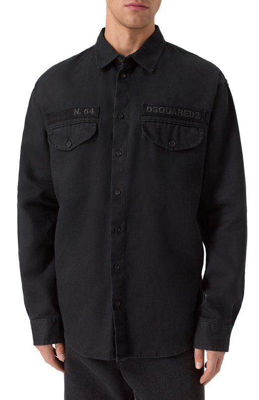 Хлопковая рубашка Dsquared2 S74DM0952/D35264 Чёрный  S74DM0952/D35264 Фото 3