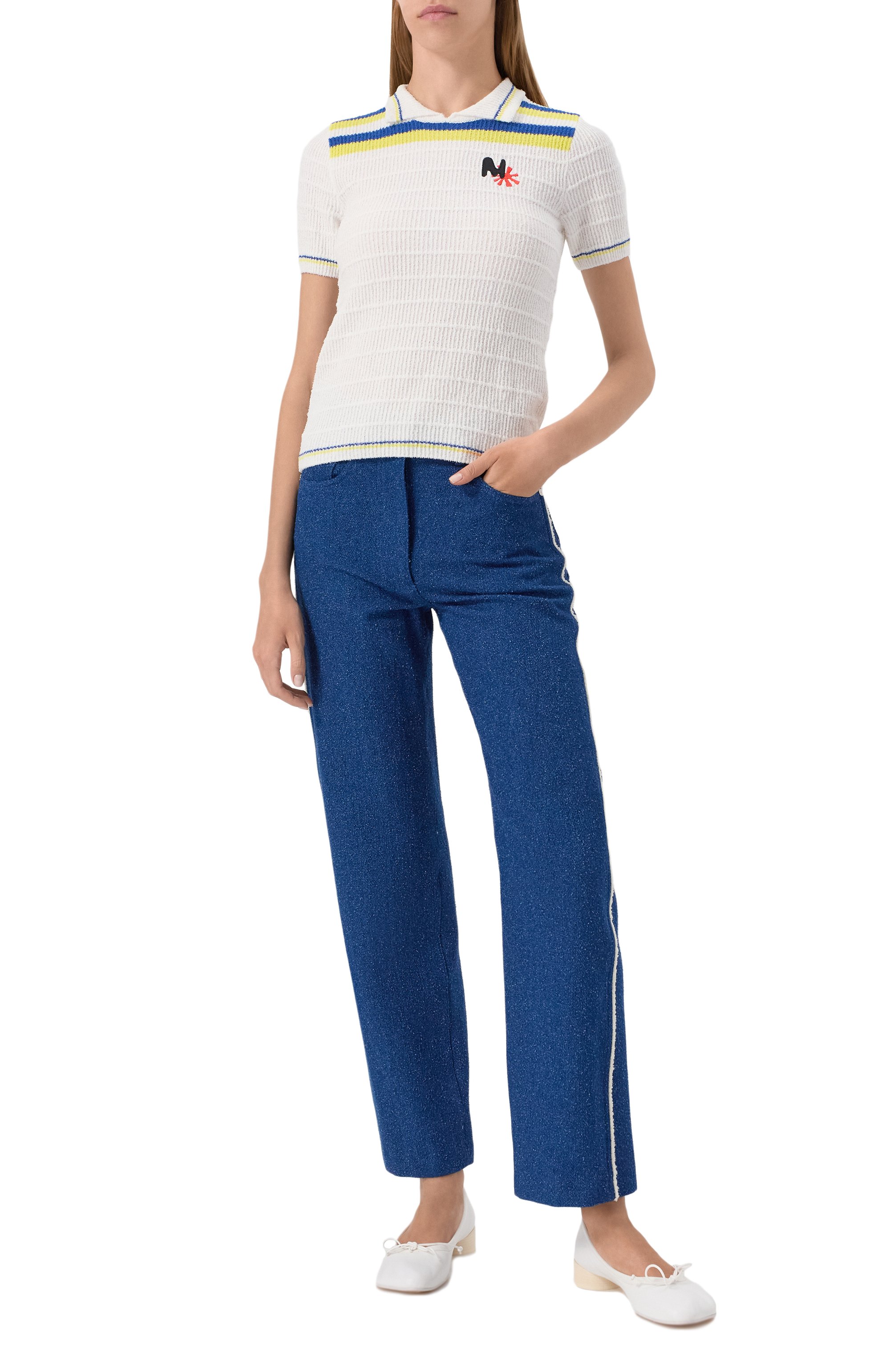 Хлопковое поло MSGM белого цвета по цене 31550 руб., арт. 3841MDM202/257289, фото 2 Хлопковое поло MSGM, арт. 3841MDM202/257289, фото 2