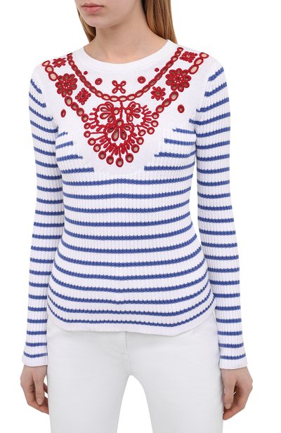 Хлопковый пуловер REDVALENTINO голубого цвета по цене 55150 руб., арт. VR0KC08F/5U4, фото 3 Хлопковый пуловер REDVALENTINO, арт. VR0KC08F/5U4, фото 3