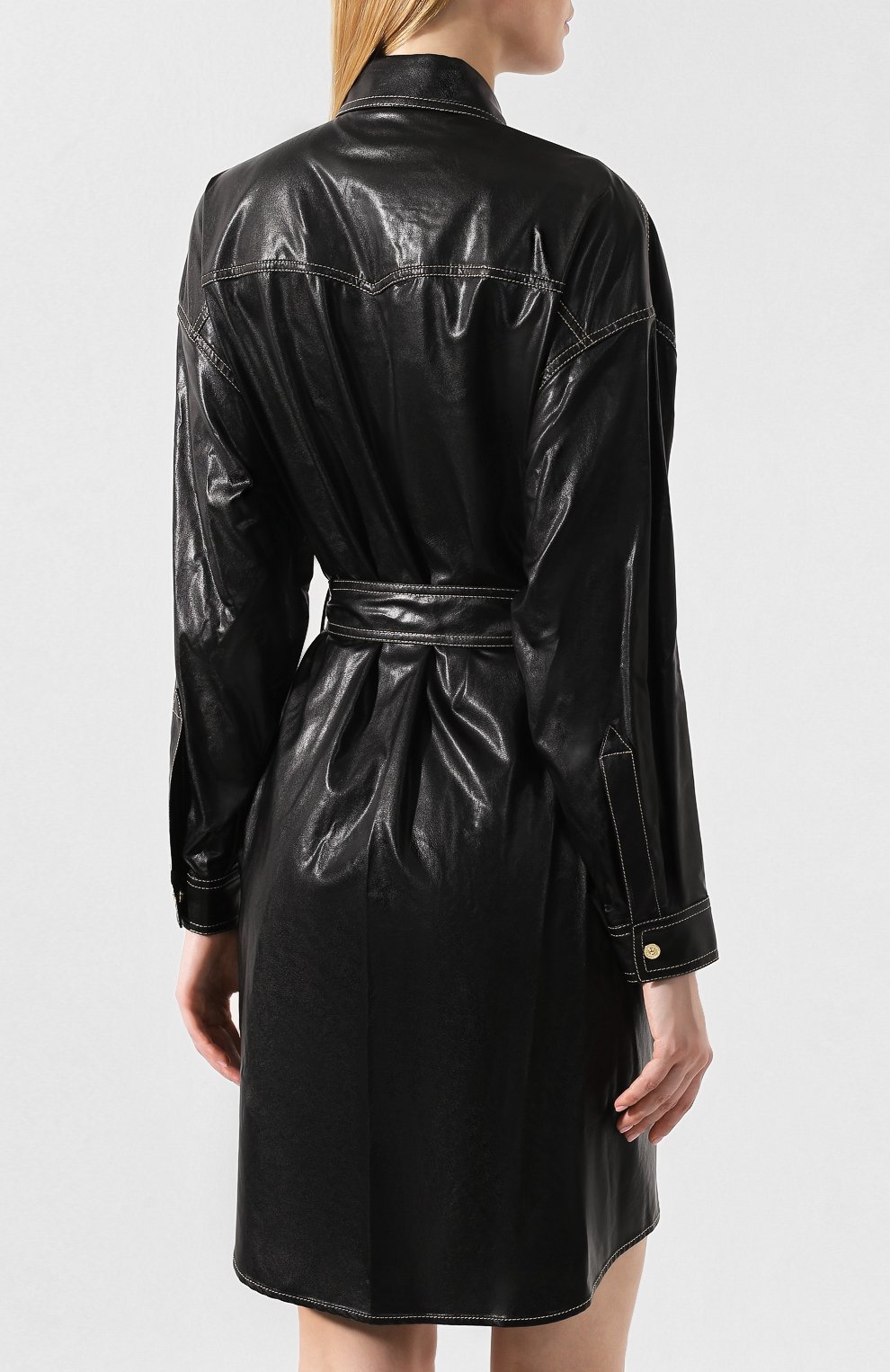 Платье с поясом VERSACE JEANS COUTURE черного цвета по цене 84150 руб., арт. D2HUA402-UDP902/04975, фото 4 Платье с поясом VERSACE JEANS COUTURE, арт. D2HUA402-UDP902/04975, фото 4