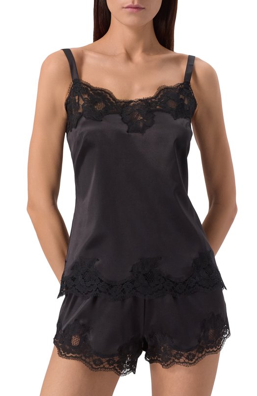 Топ из шелка и хлопка Dolce & Gabbana 07A00T/0N013 Чёрный  07A00T/0N013 Фото 3