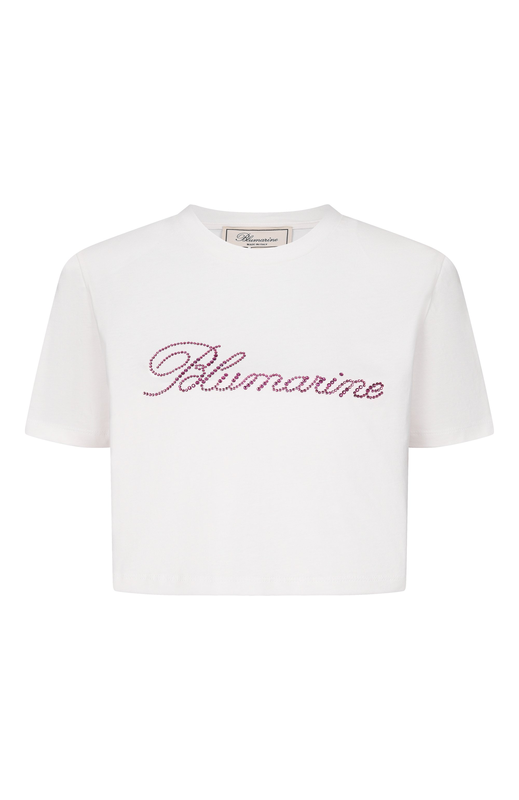 Хлопковая футболка с отделкой стразами BLUMARINE, арт. 2T133A, фото 1