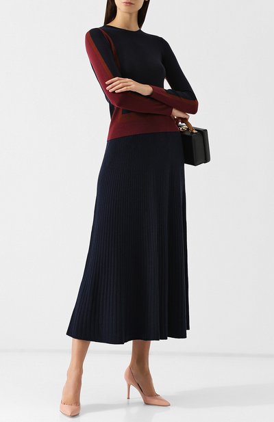 Кашемировая юбка-миди с эластичным поясом LORO PIANA темно-синего цвета по цене 198000 руб., арт. FAI1801, фото 2 Кашемировая юбка-миди с эластичным поясом LORO PIANA, арт. FAI1801, фото 2