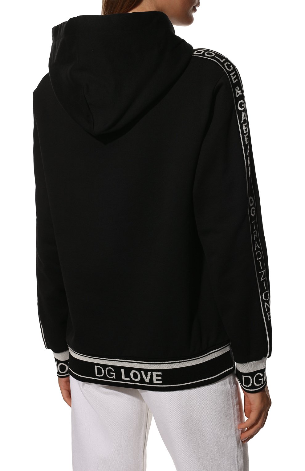 Хлопковое худи DOLCE & GABBANA черного цвета по цене 67950 руб., арт. F9D14T/G7SIR/0UTLET AW22-23, фото 4 Хлопковое худи DOLCE & GABBANA, арт. F9D14T/G7SIR/0UTLET AW22-23, фото 4