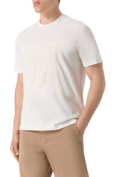 Хлопковая футболка CANALI белого цвета по цене 55350 руб., арт. T0911/MJ02260, фото 3 Хлопковая футболка CANALI, арт. T0911/MJ02260, фото 3