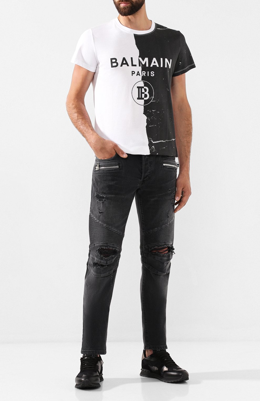 Джинсы с потертостями BALMAIN, арт. SH05336/Z160, фото 2