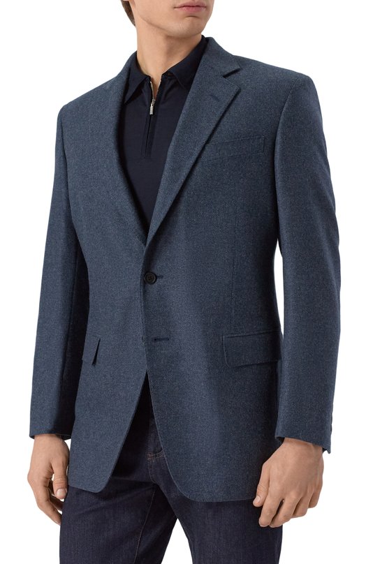 Пиджак из шерсти и кашемира Zilli P2T001M028021009U Синий  P2T001M028021009U Фото 4