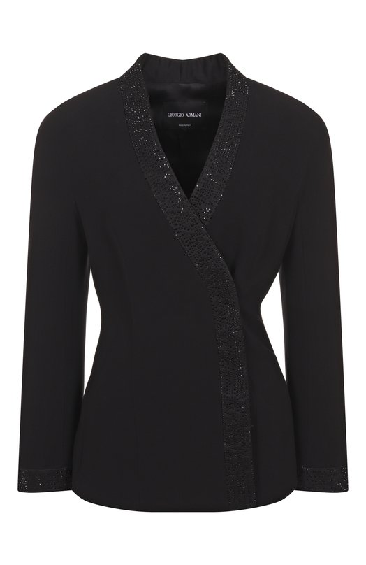 Шелковый жакет с отделкой стразами Giorgio Armani GW000673/AF15921 Чёрный GW000673/AF15921