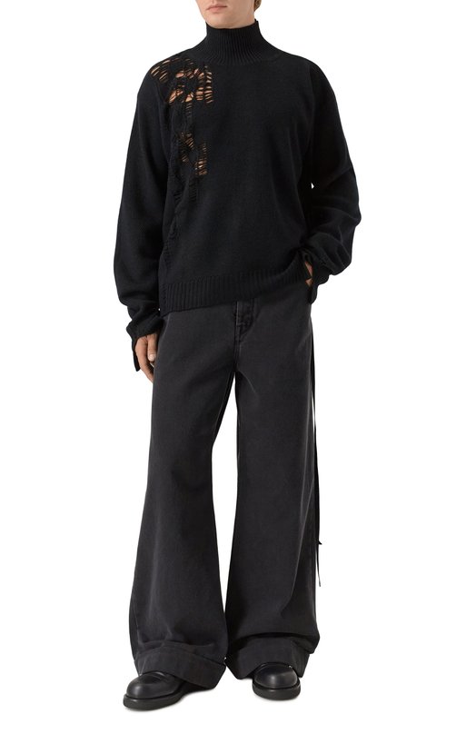 Шерстяной свитер Ann Demeulemeester B0013172/KN071 Чёрный  B0013172/KN071 Фото 2