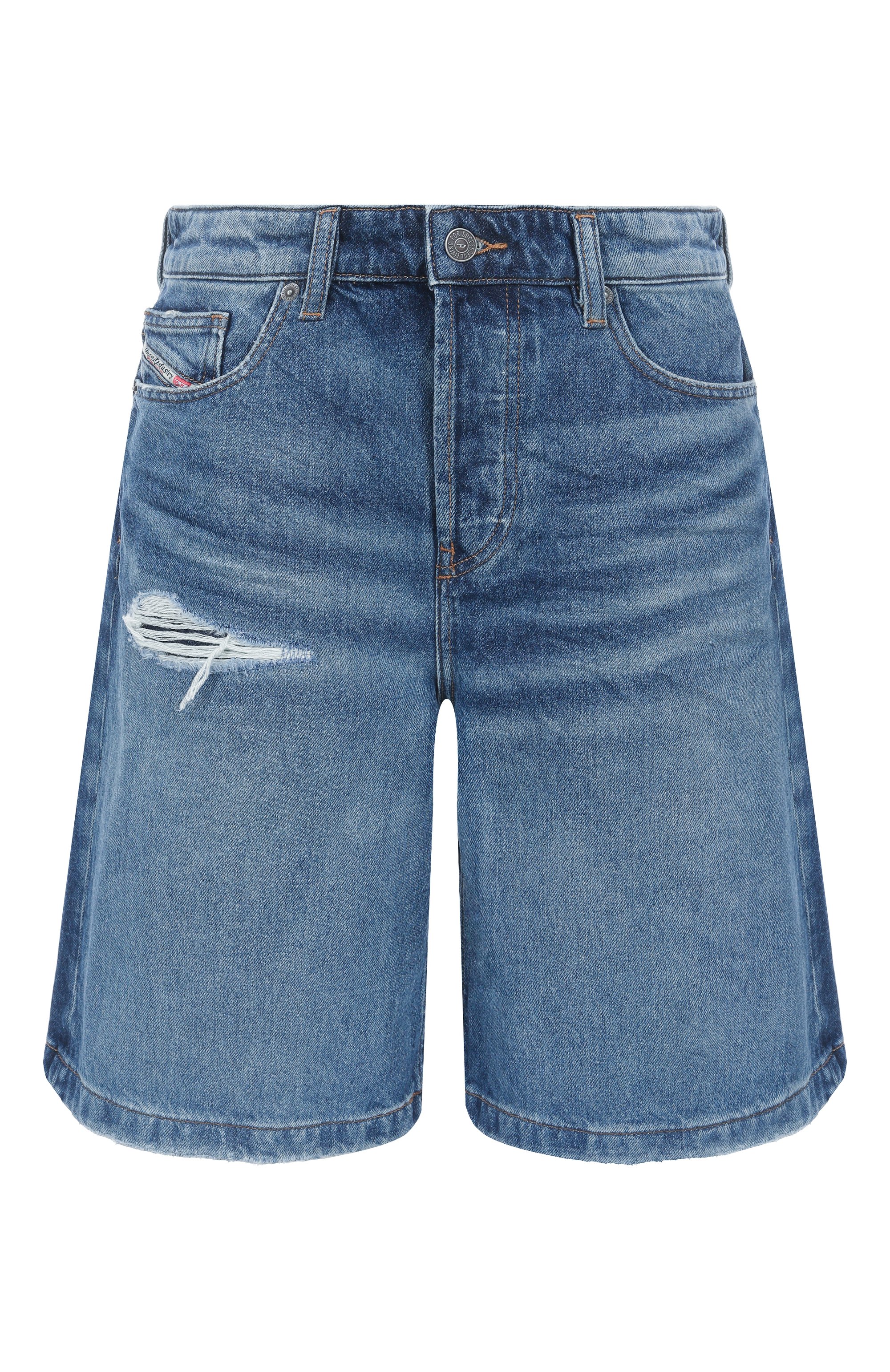 Джинсовые шорты DIESEL синего цвета по цене 21150 руб., арт. A14051/0GRDY, фото 1 Джинсовые шорты DIESEL, арт. A14051/0GRDY, фото 1