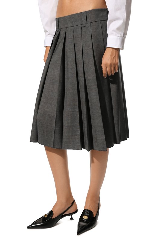 Шерстяная юбка Miu Miu MG1781-10DI-F0480 Серый  MG1781-10DI-F0480 Фото 3