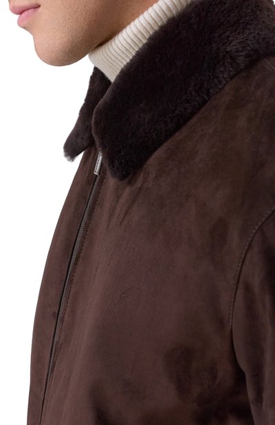 Замшевый бомбер с воротником из овчины ZILLI, арт. AHIKH3M1008VFRI00, фото 5