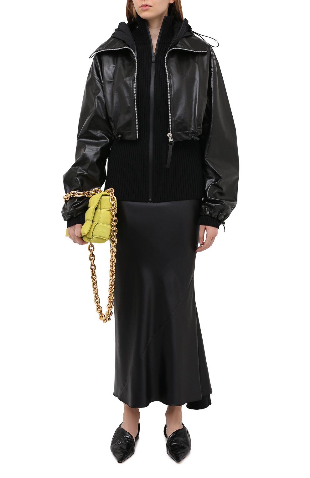 Комплект из куртки и кардигана BOTTEGA VENETA черного цвета по цене 399500 руб., арт. 633443/VKLC0, фото 3 Комплект из куртки и кардигана BOTTEGA VENETA, арт. 633443/VKLC0, фото 3
