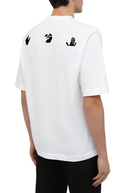 Хлопковая футболка OFF-WHITE белого цвета по цене 32550 руб., арт. 0MAA119F21JER027, фото 4 Хлопковая футболка OFF-WHITE, арт. 0MAA119F21JER027, фото 4