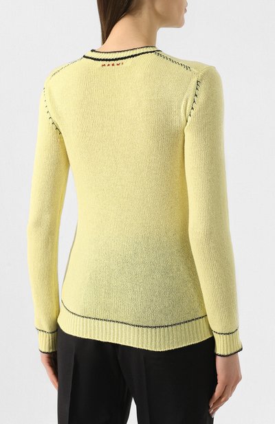 Кашемировый пуловер MARNI желтого цвета по цене 96300 руб., арт. GCMD0071Q0/FX379, фото 4 Кашемировый пуловер MARNI, арт. GCMD0071Q0/FX379, фото 4